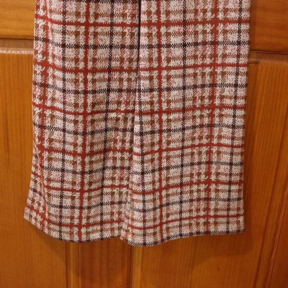 Urban Outfitters Plaid Retro Rose Pink Pull On Flare Pants Fall Bell Bottom NWT - Picture 4 of 13